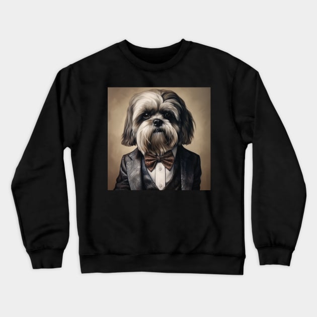 Shih Tzu Dog in Suit Crewneck Sweatshirt by Merchgard